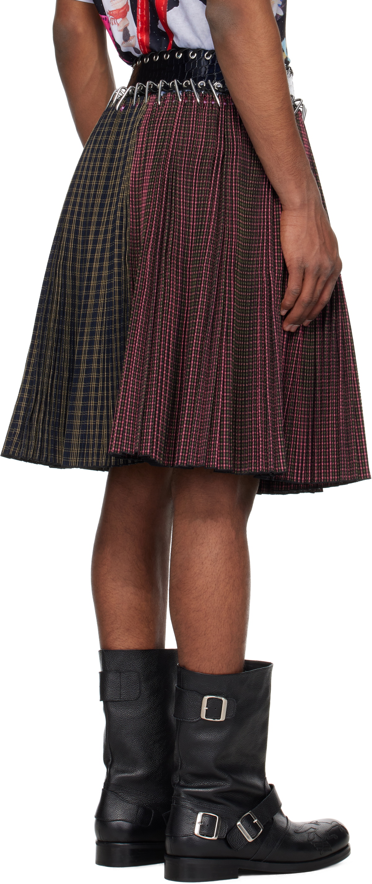 Chopova Lowena SSENSE Exclusive Pink & Navy Cotton Knee Carabiner Skirt