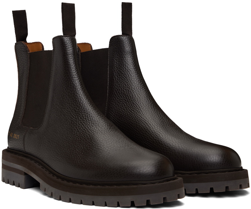 Common Projects Brown Leather Chelsea Boots