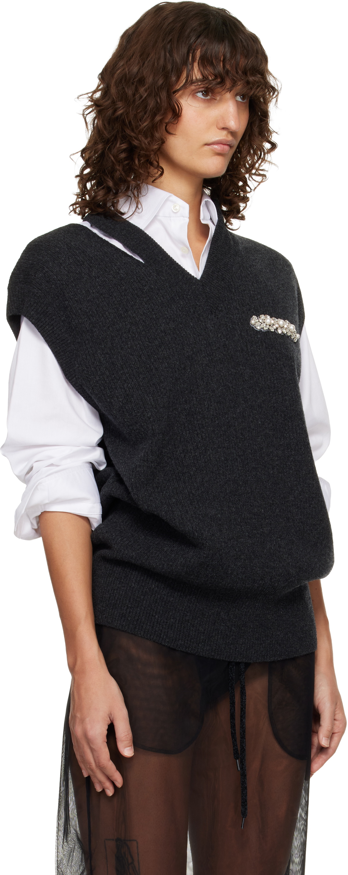 Simone Rocha Gray Merino Seam Bite Vest