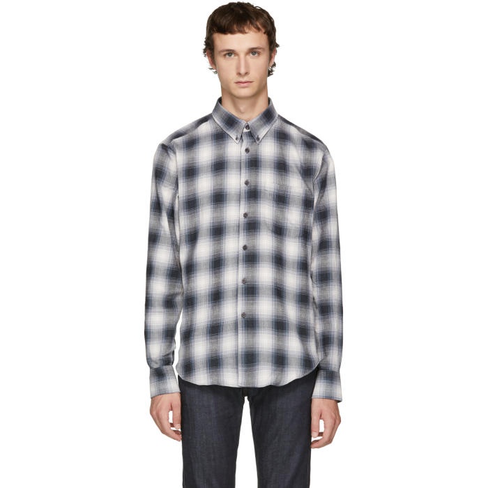 Photo: Naked and Famous Denim Grey OmbrÃ© Flannel Shirt 