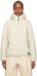 TAION Gray & Off-White Hooded Reversible Down Jacket