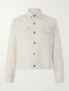 Oliver Spencer - Witley Striped Cotton and Linen-Blend Jacket - Neutrals