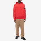 Stone Island Men's Brushed Cotton Popover Hoody in Red