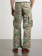 Cherry Los Angeles - Camouflage Paint-splattered Cargo Wide-leg Trousers - Green