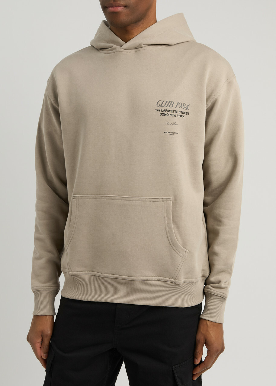 Club 1984 Soho Hooded Cotton Sweatshirt Brown