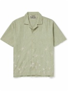 Kartik Research - Camp-Collar Beaded Cotton-Gauze Shirt - Green