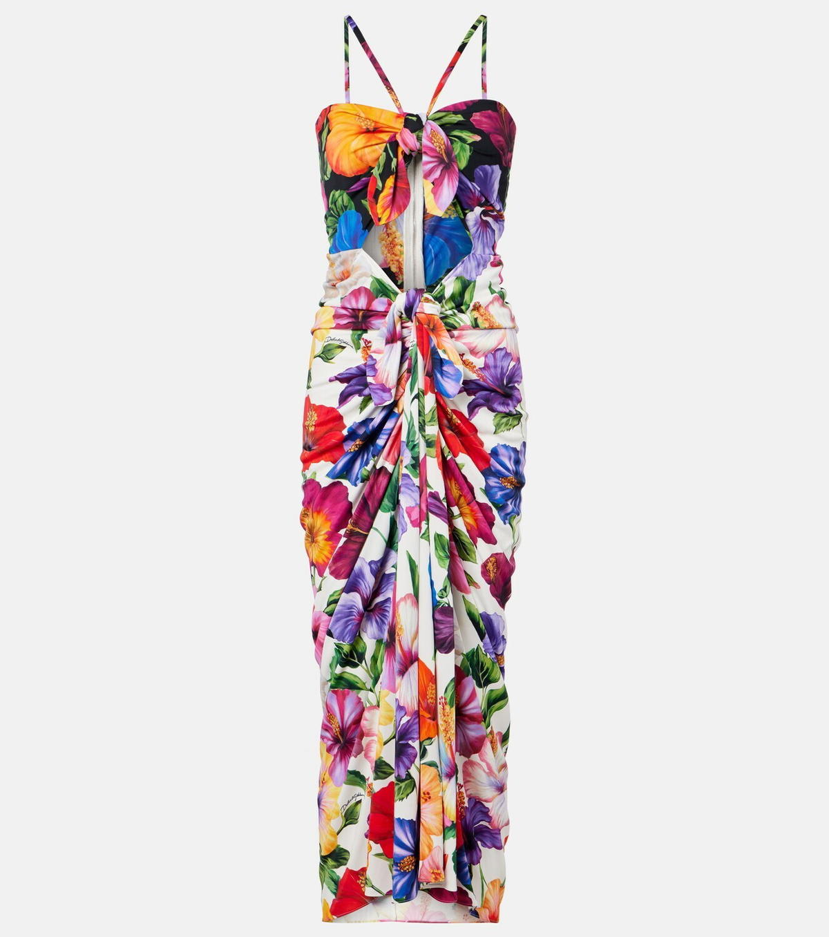 Dolce&Gabbana Floral draped cutout midi dress