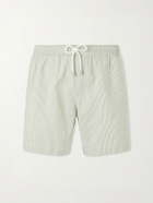 Mr P. - Oxford Striped Straight-Leg Mid-Length Swim Shorts - Green