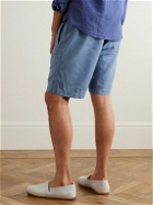Frescobol Carioca - Felipe Straight-Leg Cotton and Linen-Blend Drawstring Shorts - Blue