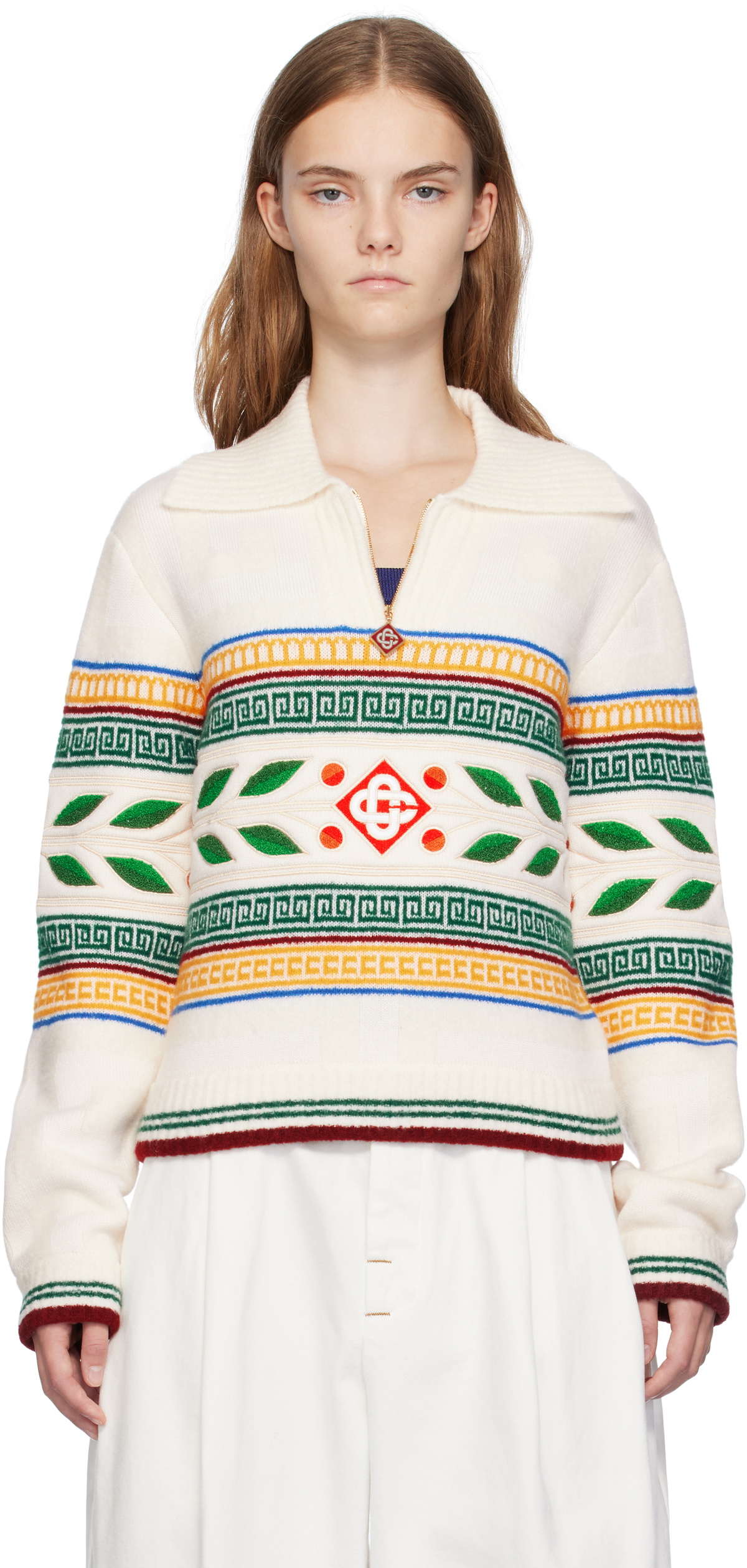 Casablanca Off-White Laurel Olympique Sweater