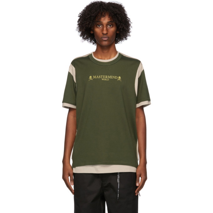 Photo: mastermind WORLD Green and Beige Double Layered T-Shirt