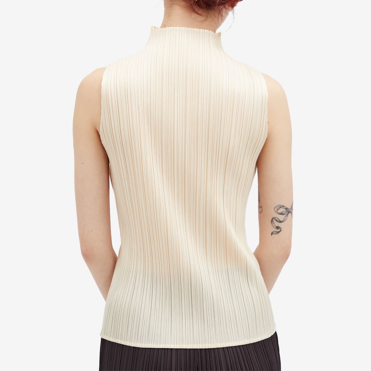 Pleats Please Issey Miyake Women's Colourful Basics Roll Neck Vest in Neutrals
