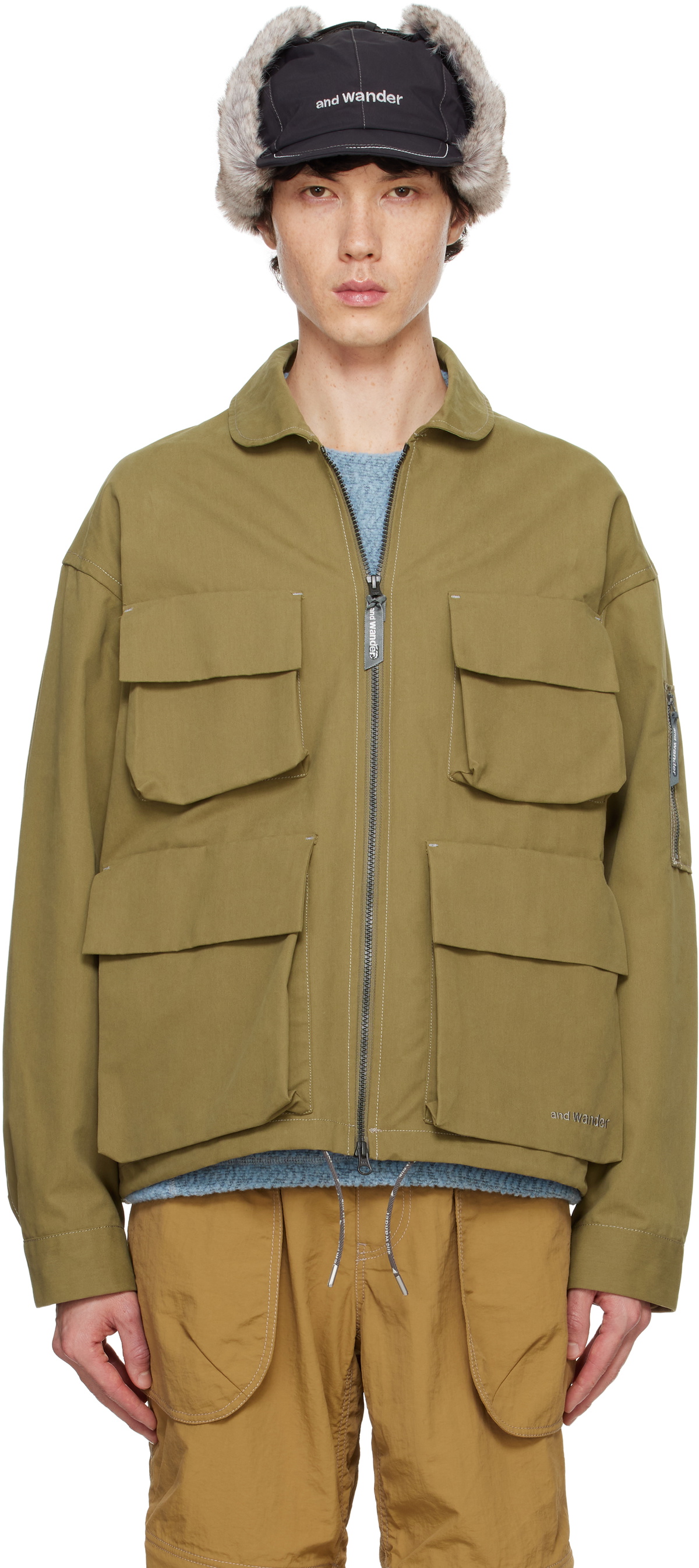 and wander Beige C/PE Twill Field Jacket and Wander