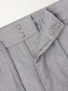 Brunello Cucinelli - Tapered Pleated Virgin Wool-Flannel Drawstring Trousers - Gray