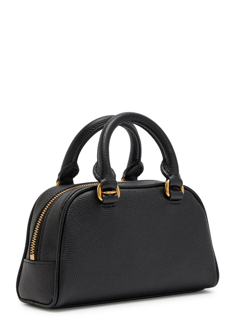Valentino Garavani Vlogo Mini Pebbled Leather top Handle bag - Black - One Size