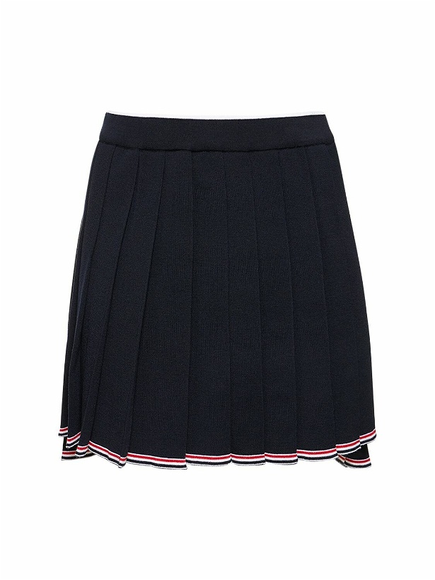Photo: THOM BROWNE - Pleated Wool Blend Knit Mini Skirt