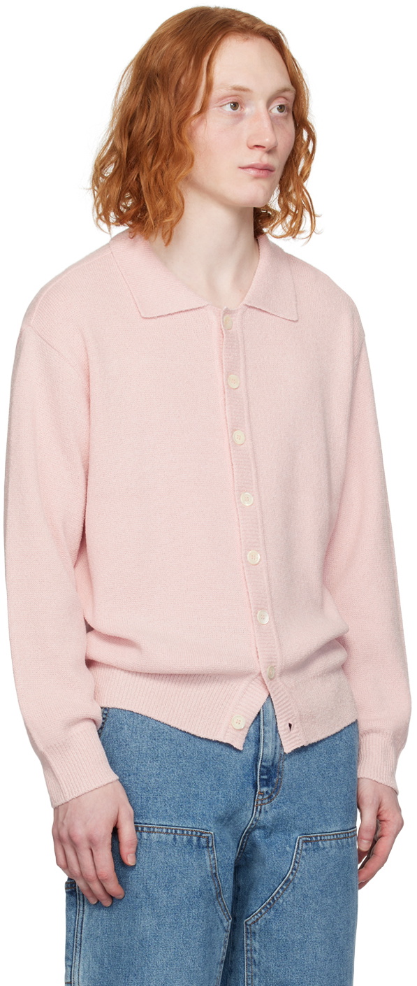 Dunst Pink Open Collar Cardigan