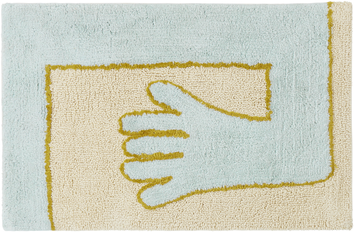 Cold Picnic Beige & Blue Embrace Bath Mat
