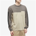 Neighborhood Men's Long Sleeve Bicolour T-Shirt in Grey/Greige