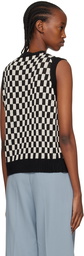 S Max Mara Off-White & Black Quadro Vest