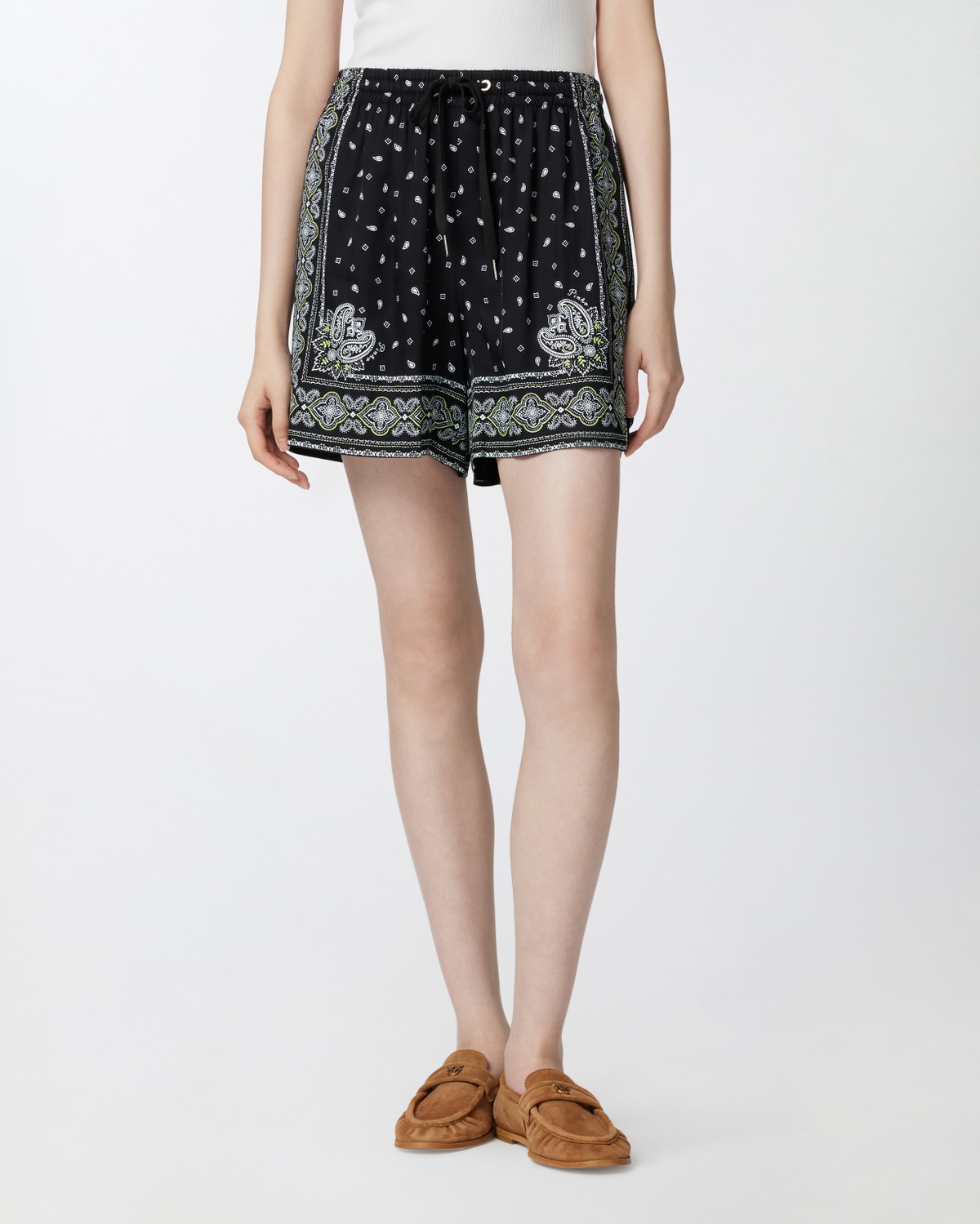 Pinko Bandana Print Shorts Black/Lime