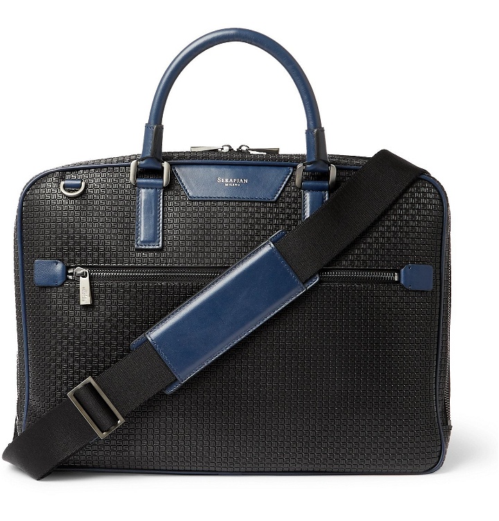 Photo: Serapian - Leather-Trimmed Stepan Coated-Canvas Briefcase - Black