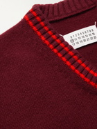 Maison Margiela - Striped Wool Sweater Vest - Burgundy