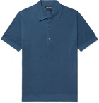 TOM FORD - Textured Cotton-Blend Polo Shirt - Blue