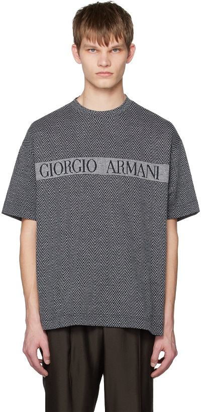 Photo: Giorgio Armani Black Herringbone T-Shirt
