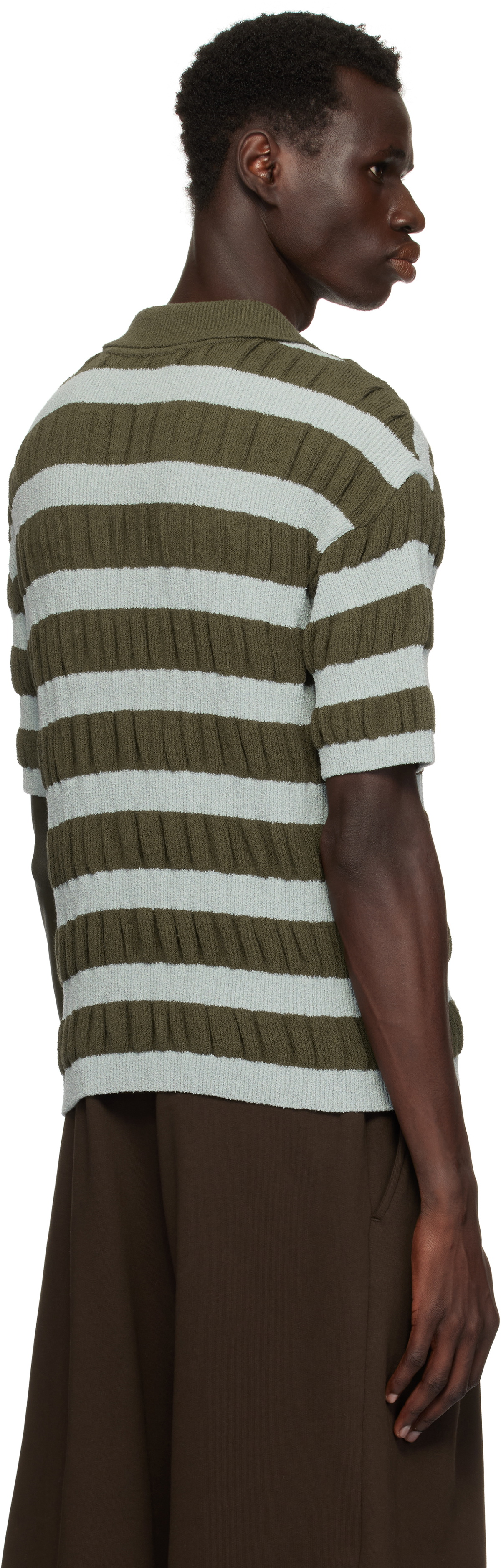Andersson Bell Blue & Khaki Bubble Stripe Polo