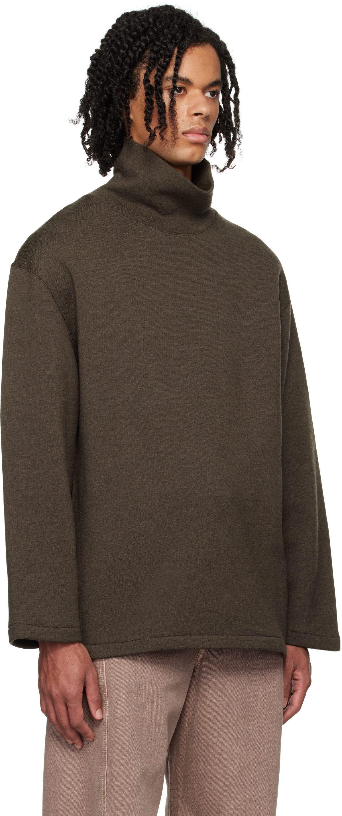 LEMAIRE mock neck jumper ブラウン S タグ付 ニットT LEMAIRE Brown Mock Neck Sweatshirt Lemaire