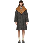 JW Anderson Black and White Shawl Collar Wadded Coat