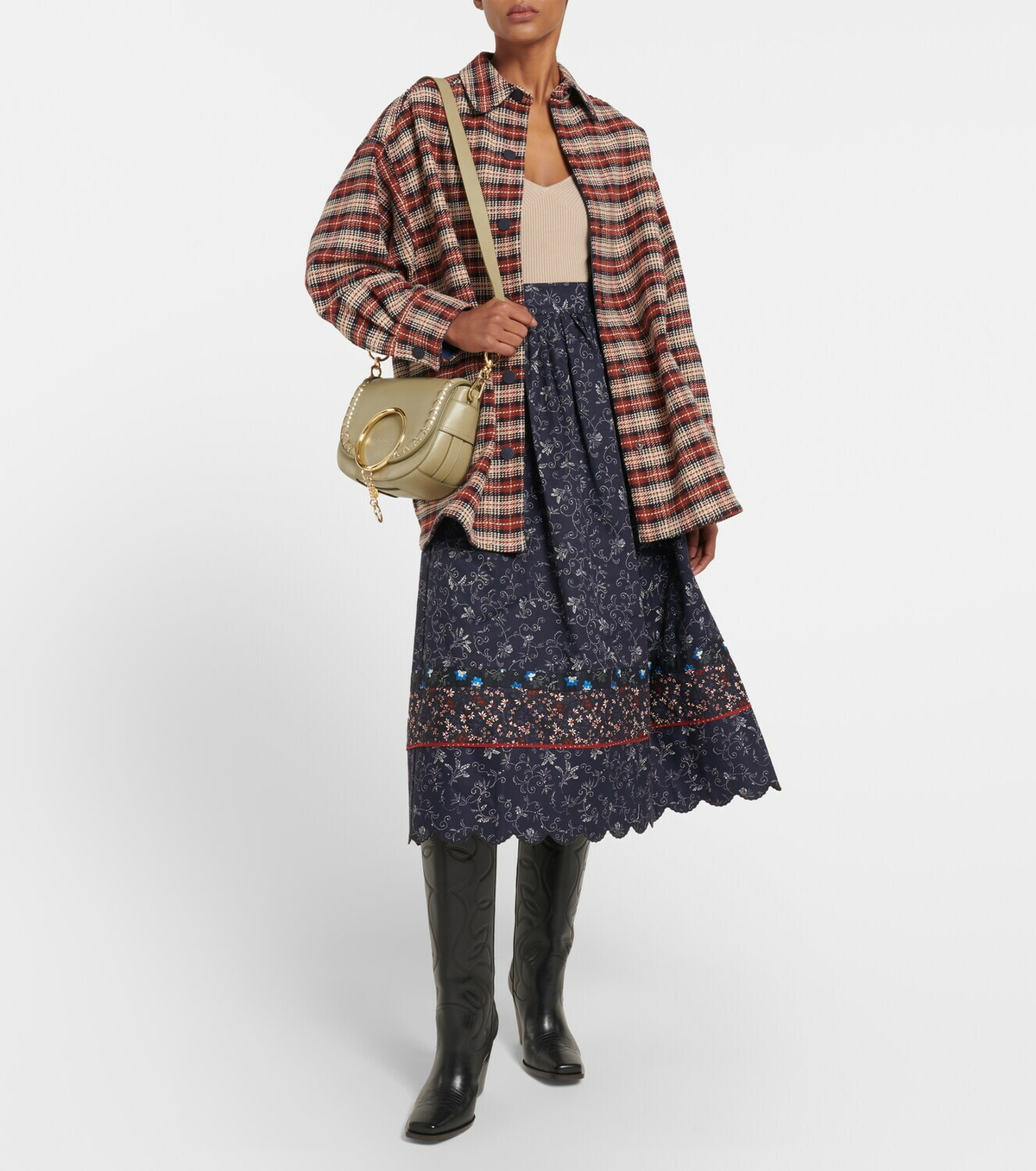See By Chloé Floral cotton midi skirt