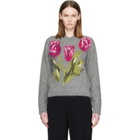Maison Margiela Gray Brushed Alpaca V-Neck Sweater