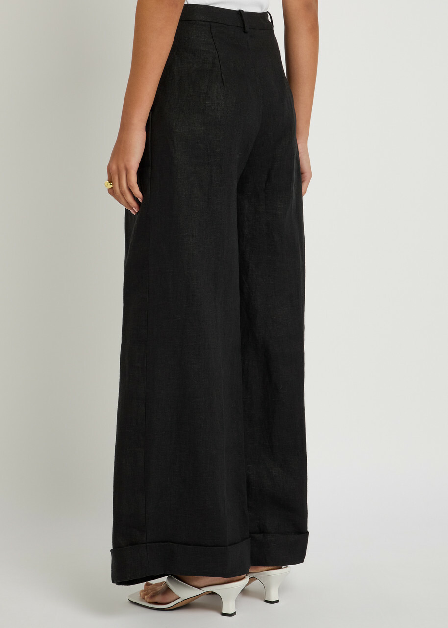 Faithfull The Brand Clove Wide-leg Linen Trousers Black