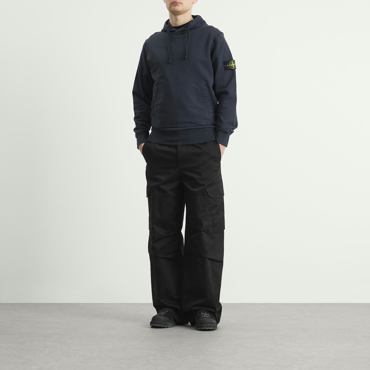 Stone Island Men's Garment Dyed Hoodie in Navy Blue