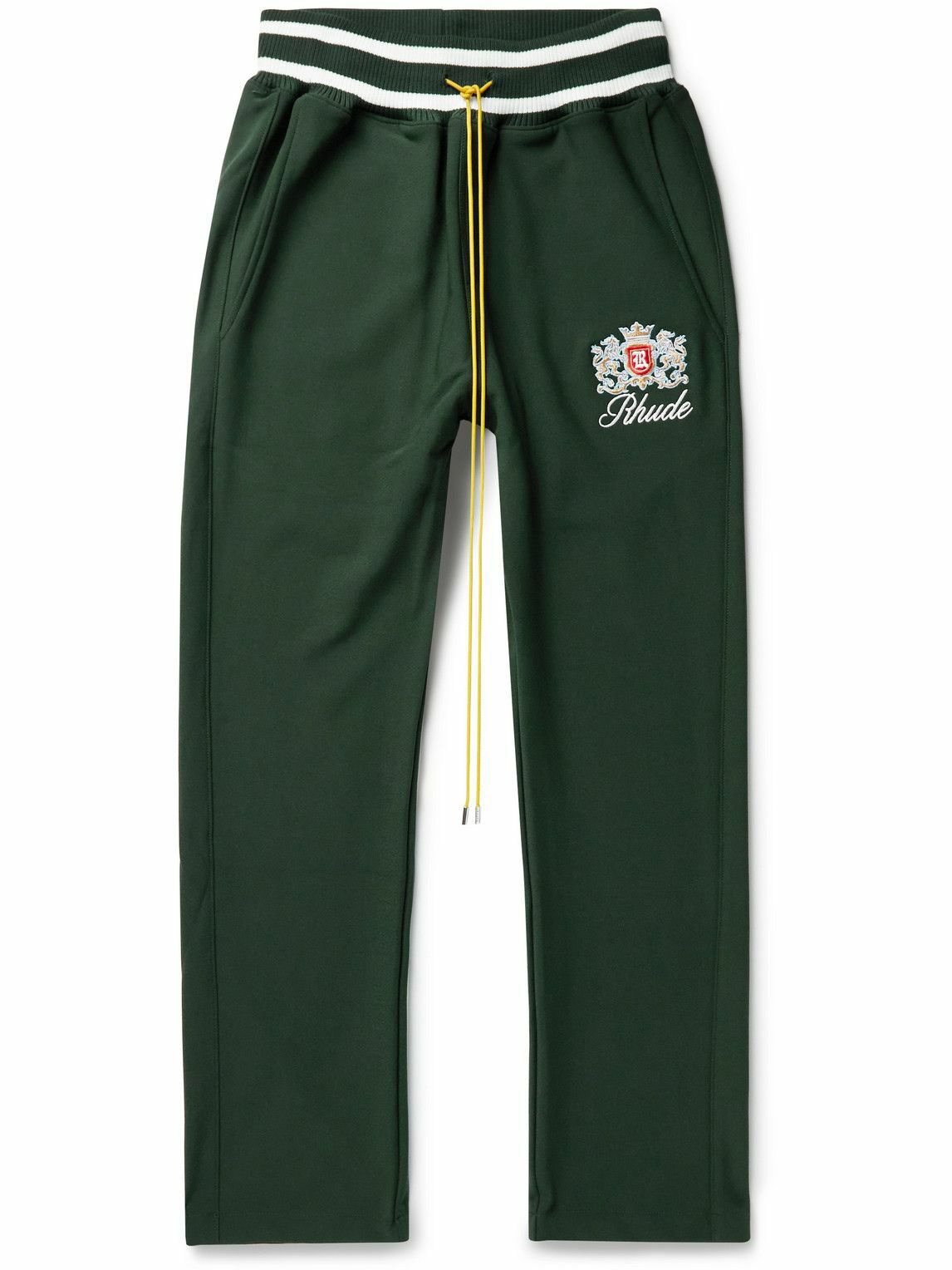 Photo: Rhude - Straight-Leg Logo-Embroidered Jersey Sweatpants - Green
