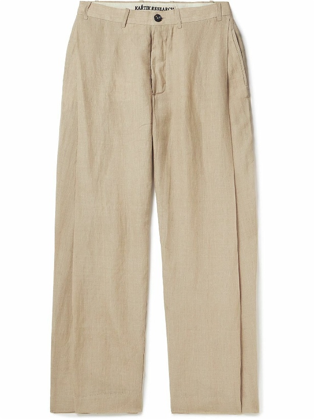 Photo: Kartik Research - Pleated Linen-Gauze Trousers - Neutrals