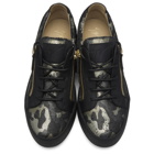 Giuseppe Zanotti Black and Green Camo Print Low-Top Sneakers