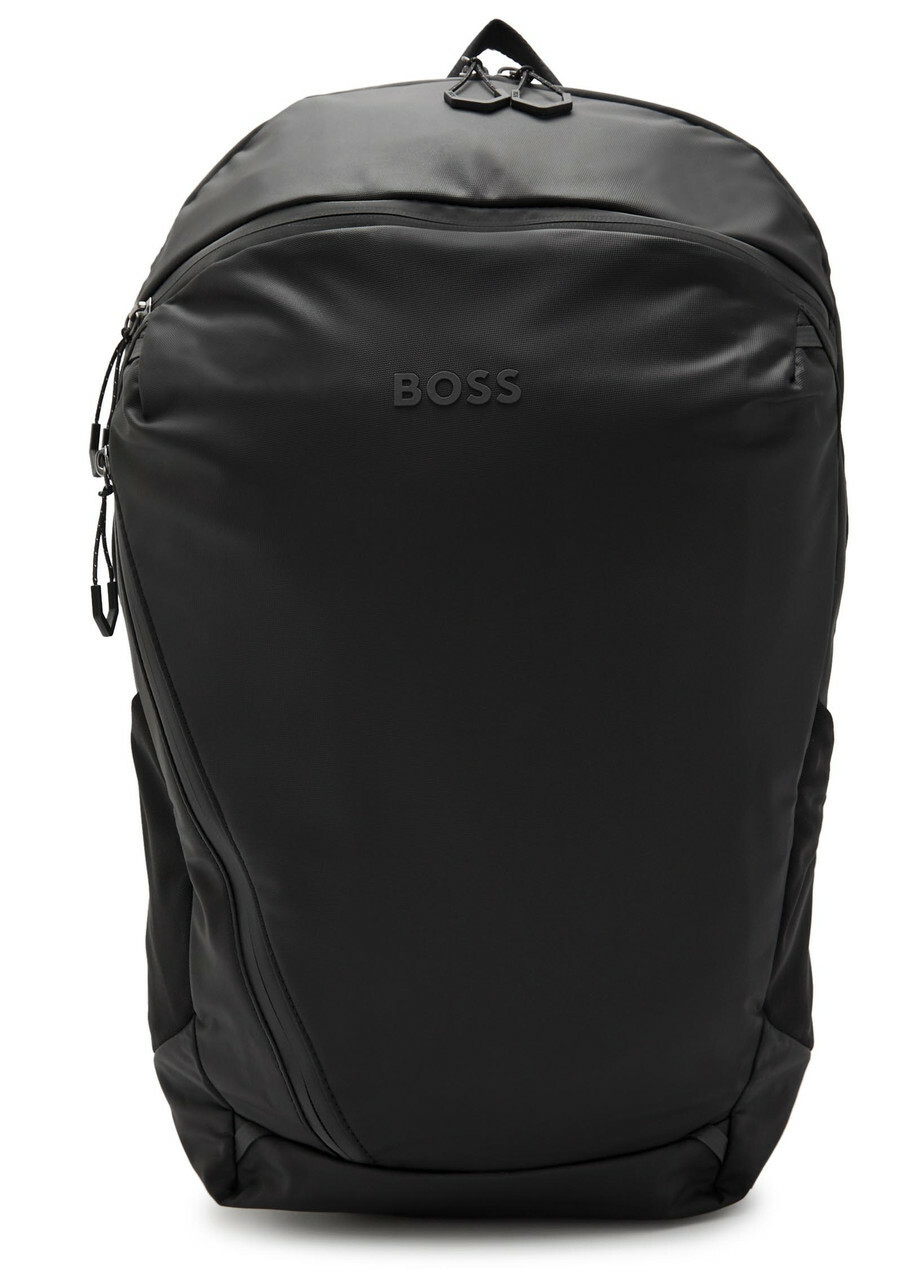 Boss Stenson Logo Coated Faux Leather Backpack - Black - One Size