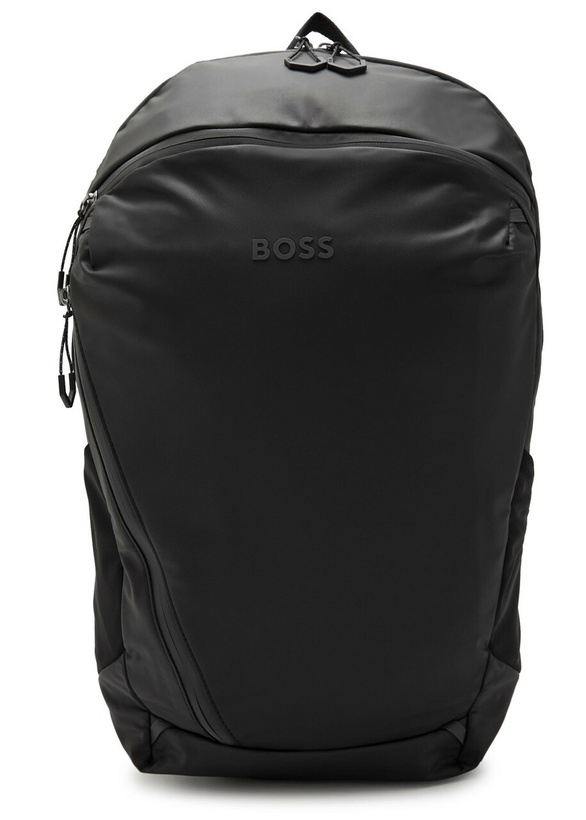 Photo: Boss Stenson Logo Coated Faux Leather Backpack - Black - One Size