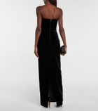 Rasario Off-shoulder velvet corset gown