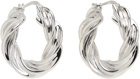 Bottega Veneta Silver Pillar Twisted Hoop Earrings