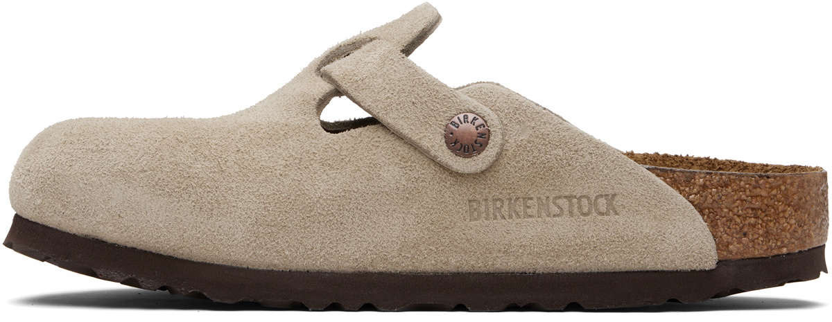 Birkenstock Taupe Narrow Boston Soft Footbed Slip-on Loafers