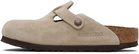 Birkenstock Taupe Narrow Boston Soft Footbed Slip-on Loafers