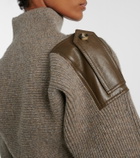 Burberry Cropped leather-trimmed wool-blend sweater