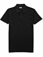 Sunspel - Riviera Slim-Fit Cotton-Mesh Polo Shirt - Black
