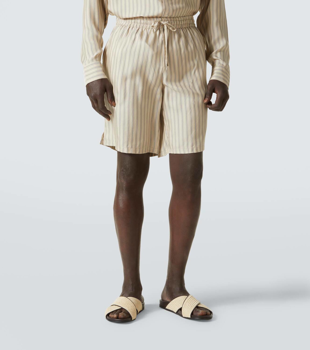 Le Kasha Striped silk shorts
