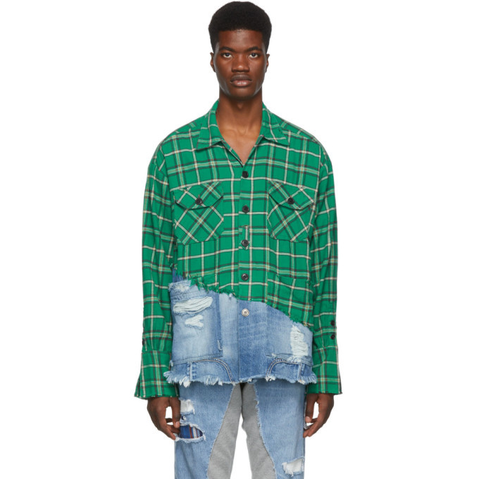 【新品】Greg Lauren Green Plaid Studio Shirt