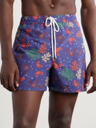 Drake's - Straight-Leg Mid-Length Printed Swim Shorts - Blue